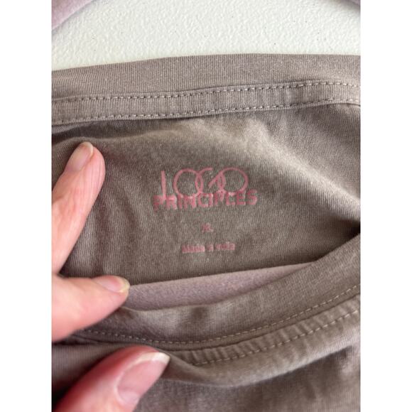 Logo by Lori Goldstein Taupe Short Cuffed Sleeve T-shirt Modal Blend Size XL - Picture 3 of 4